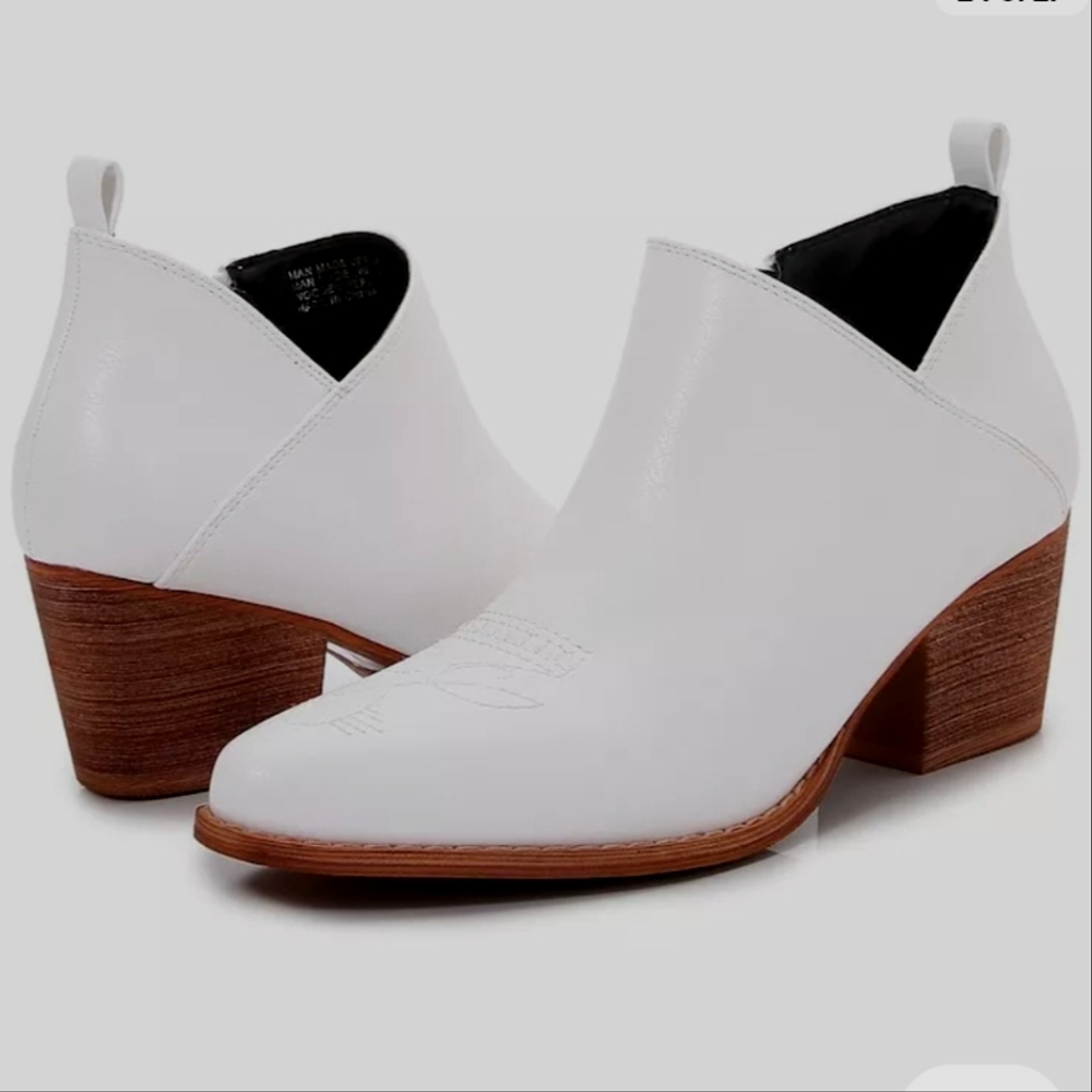 MM White Low Cut Boho Embroidered Bootie Sz 11